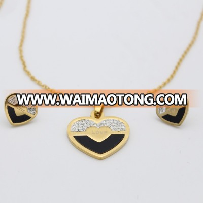 Wholesale Stainless Steel Heart Necklace Women Jewelry Set