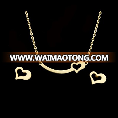 Christmas Jewelry Hollow Out Heart Pendant Jewelry Sets Earring Layered Necklace Sets For Girls