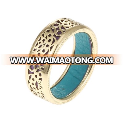 2018 Fashion Jewelry 18K Real Gold Plated Ring Design For Men With 10 Leather