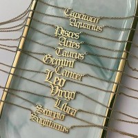 Custom New Vintage Twelve Zodiac Sign Nameplate Necklace Personalized English Alphabet Choker Gold Plated Letters Necklace